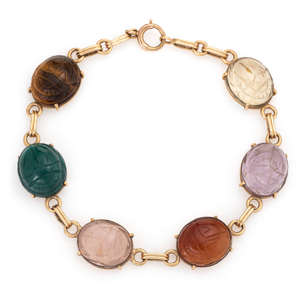 Multi colored Stone Scarab Bracelet at 1stDibs | 1950s scarab bracelet,  scarab stone bracelet, what is a scarab bracelet